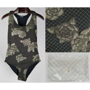 Authentic CHANEL Camellia Lamé Swimsuit Vintage Rose 38